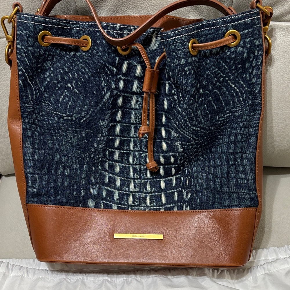Brahmin Blue and Brown Shoulder Bag